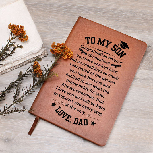 Gift For Son | Graduation Vegan Leather Journal From Dad