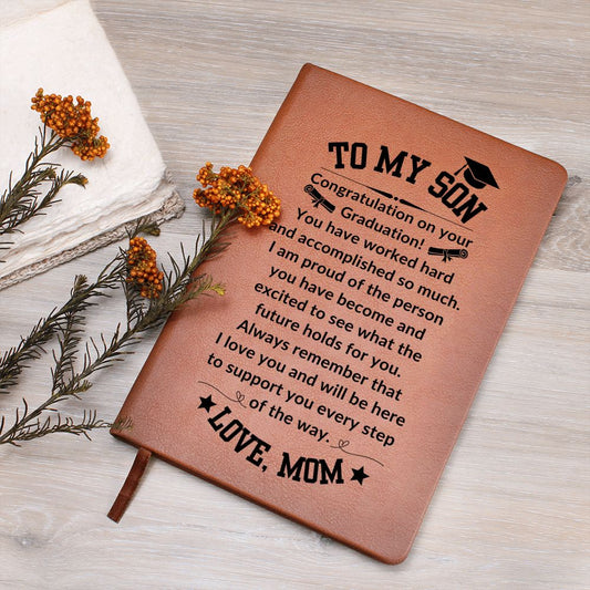 Gift For Son | Graduation Vegan Leather Journal From Mom