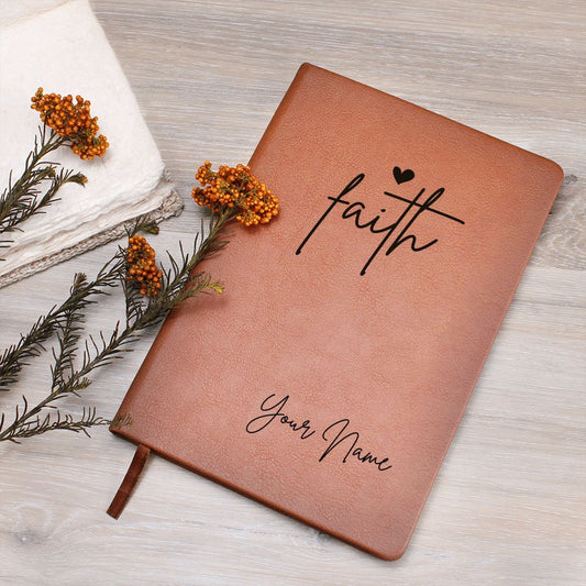 Gift For Her |Personalized Faith Heart Vegan Leather Journal