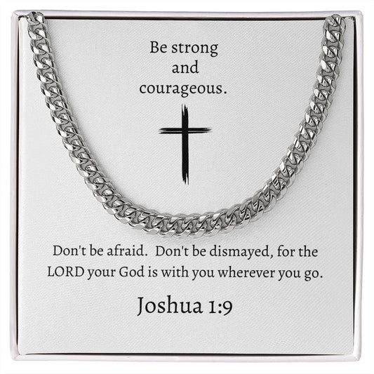 Gift For Him | Joshua 1:19 Cuban Link Chain Necklace