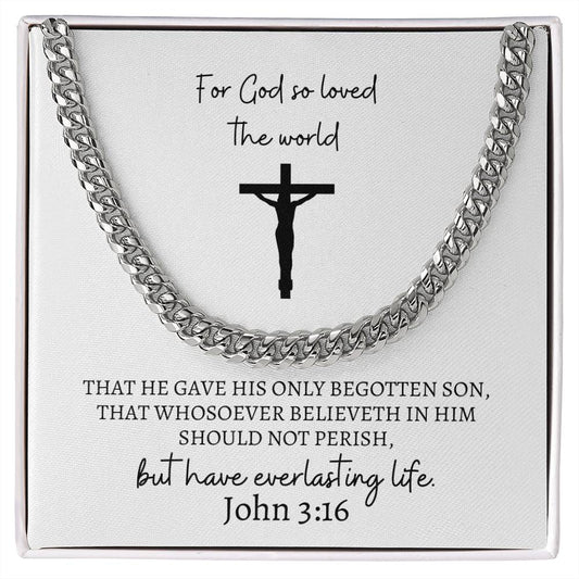 Gift For Him | John 3:16 Cuban Link Chain Necklace