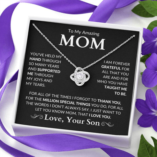 Gift For Mom | Amazing Mom Love Knot Necklace From Son