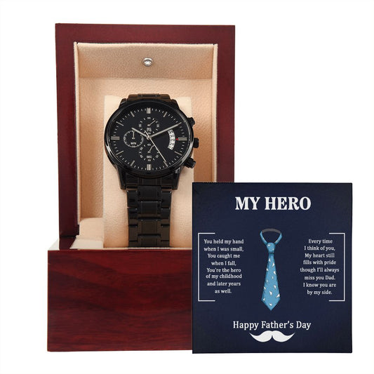 Gift For Dad | My Hero Black Chronograph Watch