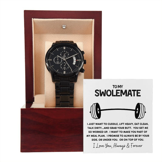 Gift For Swolemate | Black Chronograph Watch