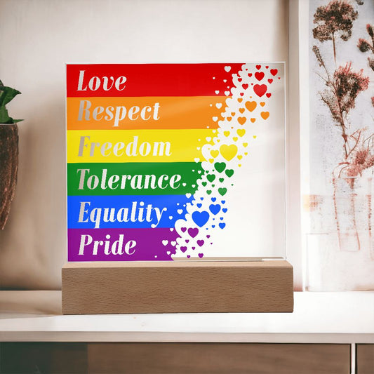 Equality Square Acrylic Plaque - Love Respect Freedom