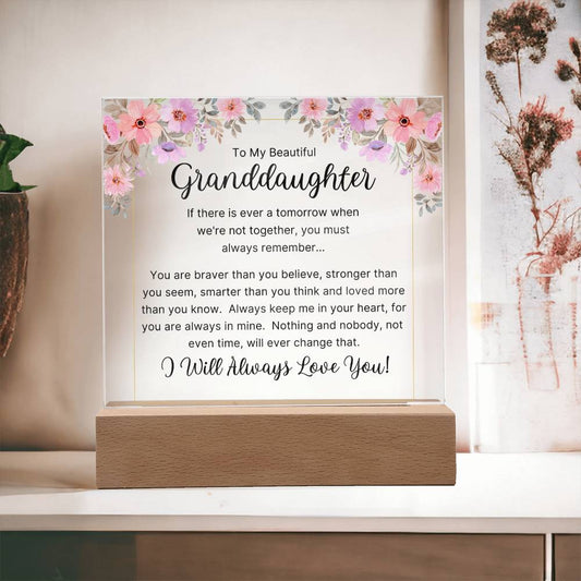 Gift For Granddaughter | 
Braver, Stronger, Smarter Granddaughter Square Acrylic Plaque From Grandparents
