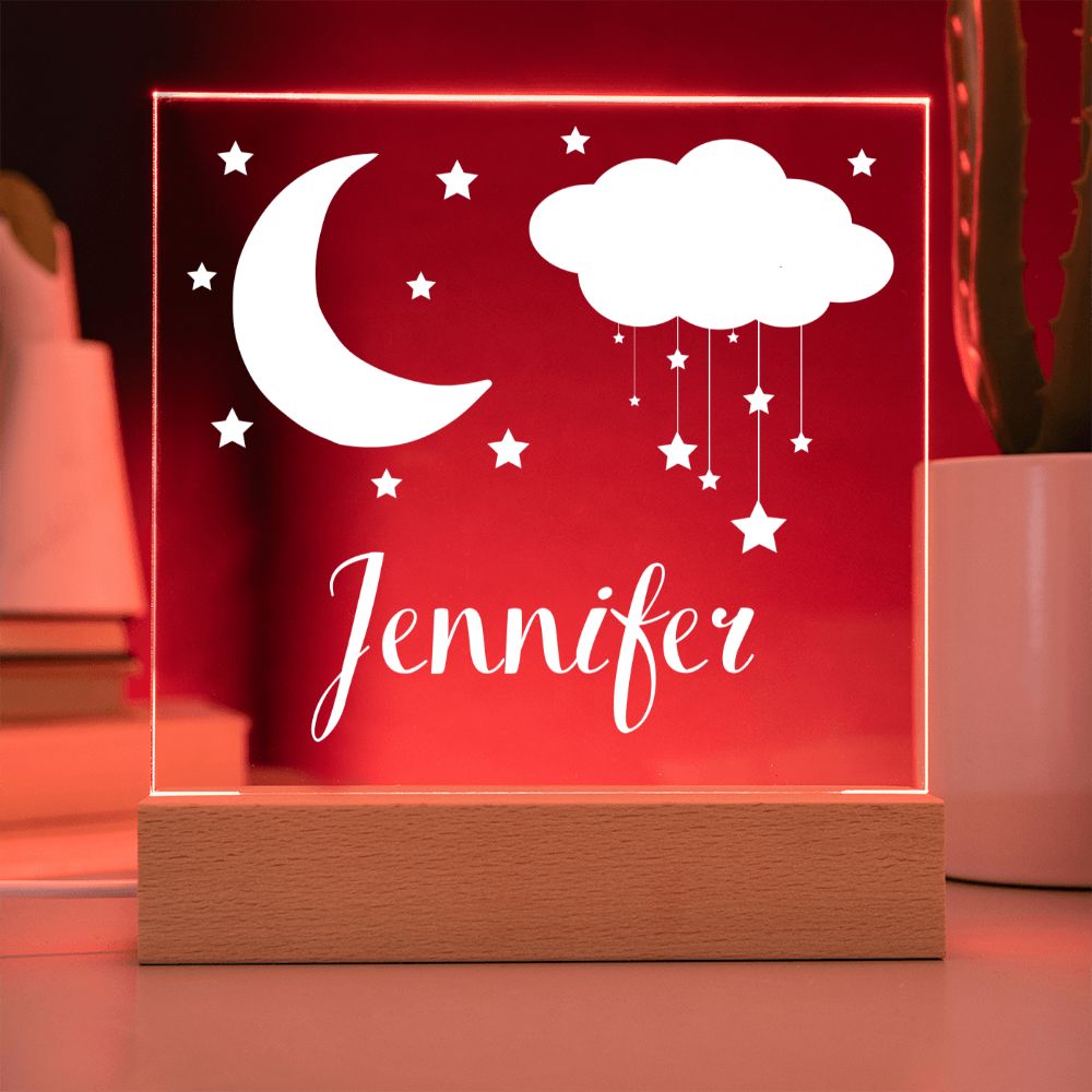 Gift For Kid | Personalized Name Moon and Stars Kids Night Light