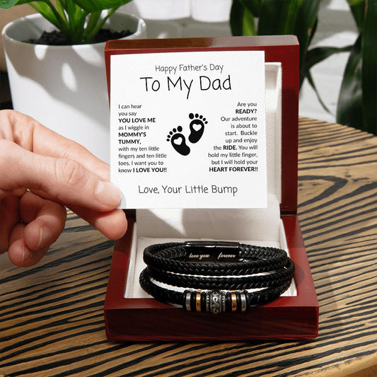 Gift For Dad To Be | Men's "Love You Forever" Bracelet  - Your Little Bump - Happy Father's Day