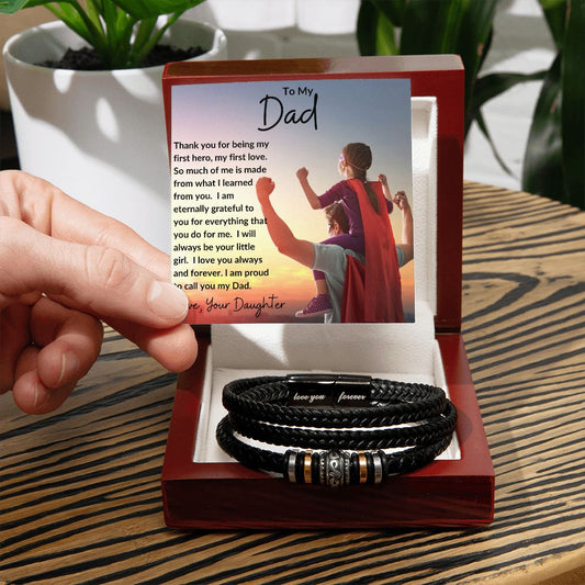 Gift For Dad | Men's "Love You Forever" Bracelet - Hero From Daughter