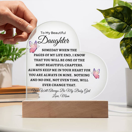 Gift For Daughter | 
Heart Acrylic Plaque with Base - Always In My Heart From Mom