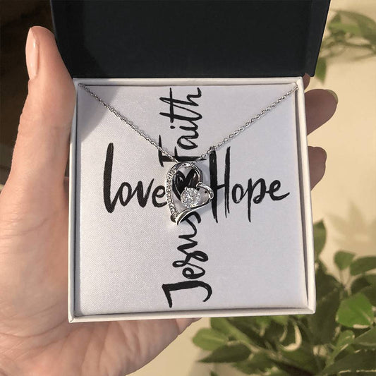 Gift For Her | Love Faith Hope Jesus Forever Love Necklace