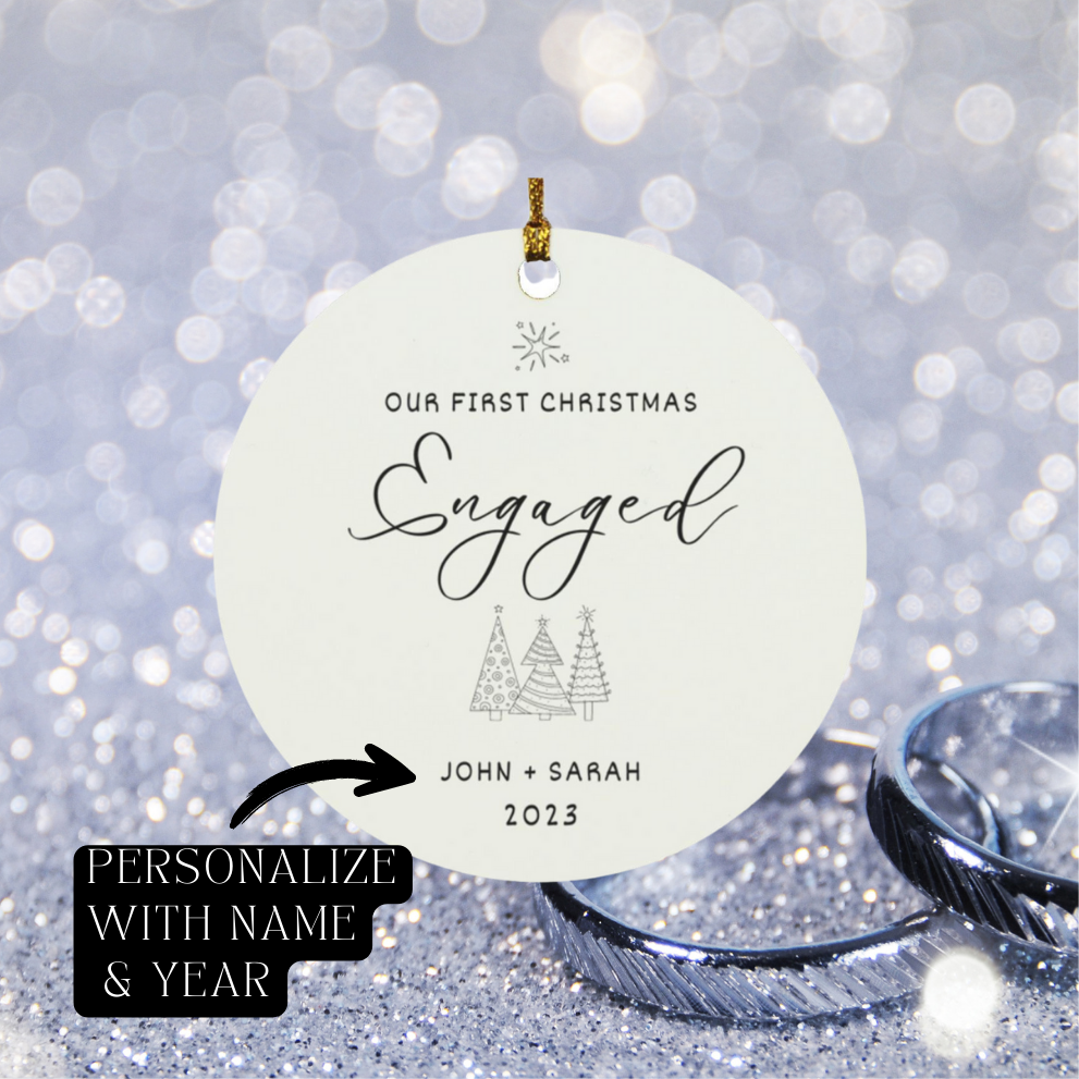 Our First Christmas Engaged Personalized Circle Ornament