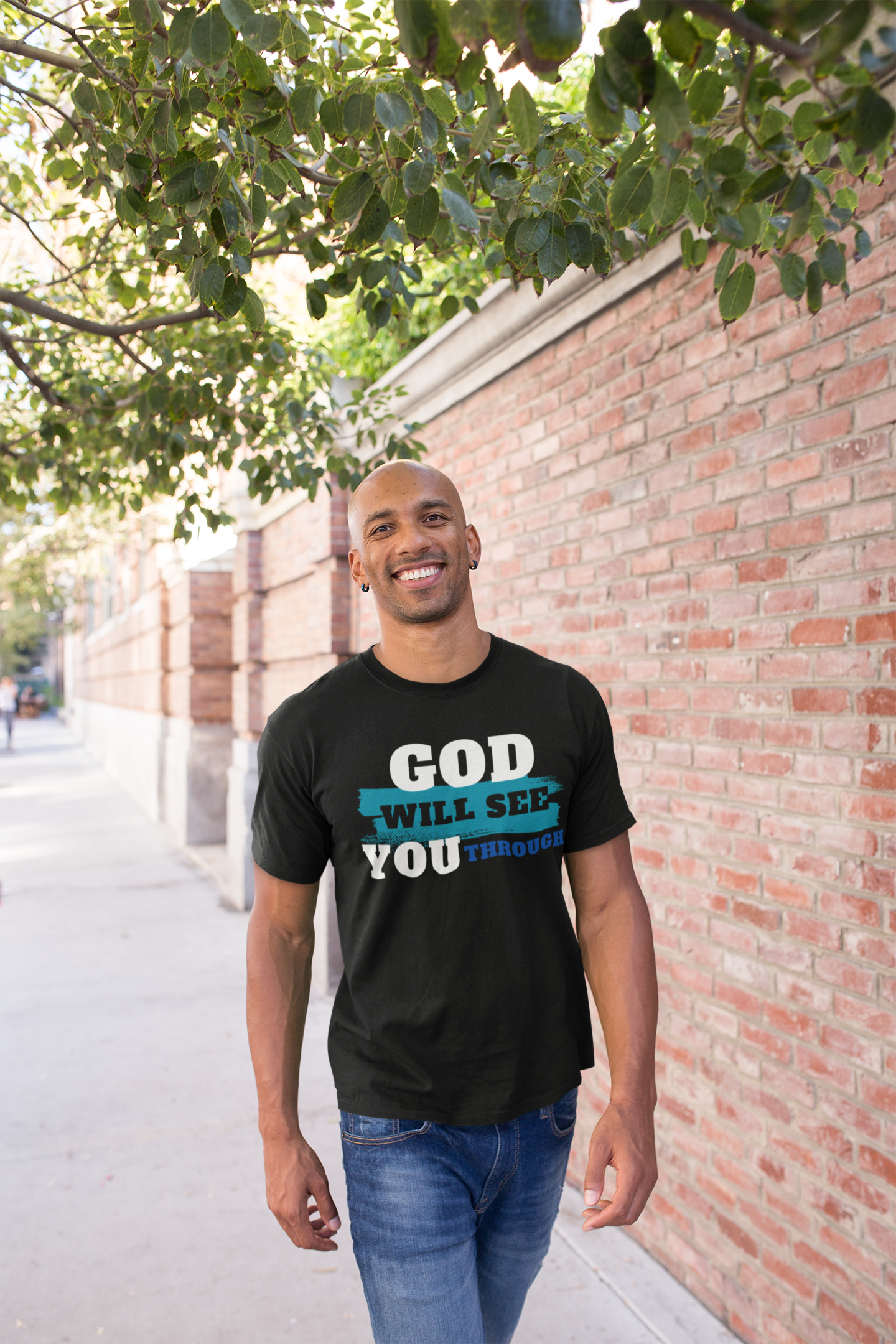 God Will See You Through T-Shirt - Blue