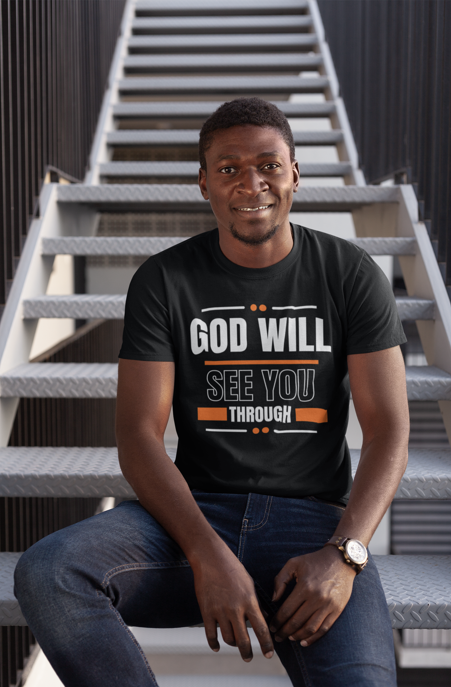 God Will See You Through T-Shirt - Orange