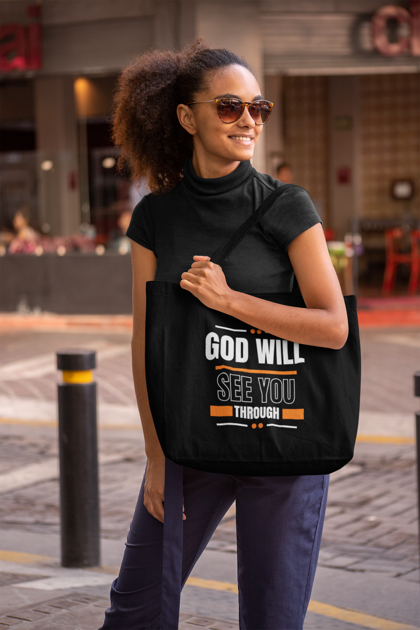 God Will See You Through Jumbo Tote - Orange