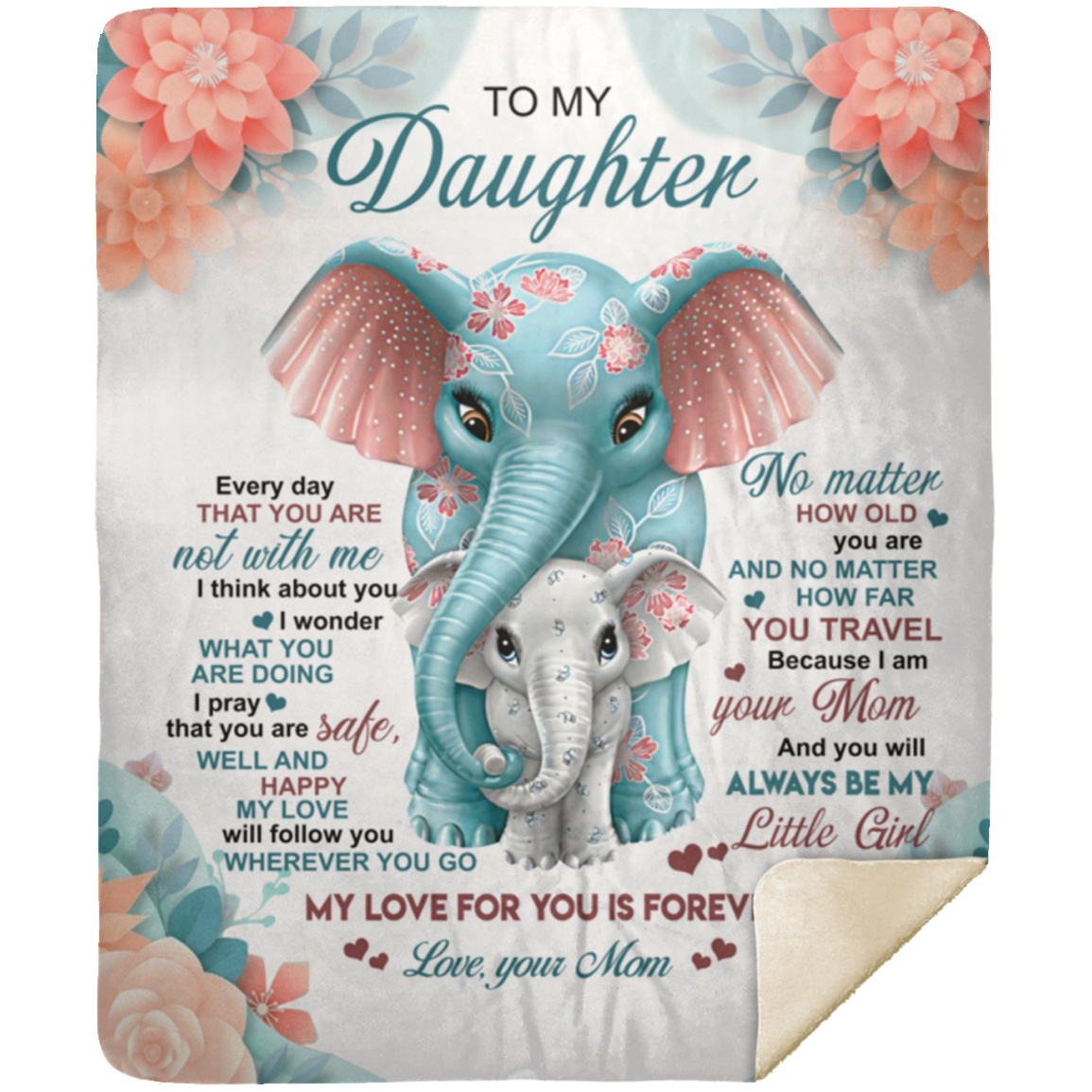 To My Daughter | Elephant Throw Blanket 50x60  | From Mom