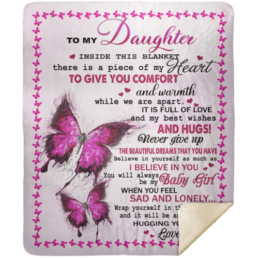 To My Daughter | Pink Butterfly Throw Blanket 50x60 | From Mom