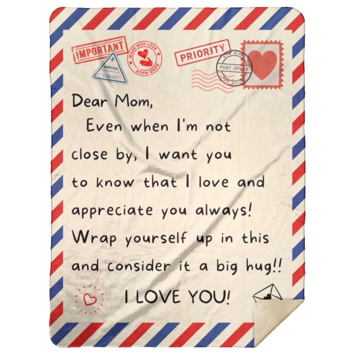 Gift For Mom | Mom I Love You Letter Postcard Throw Blanket