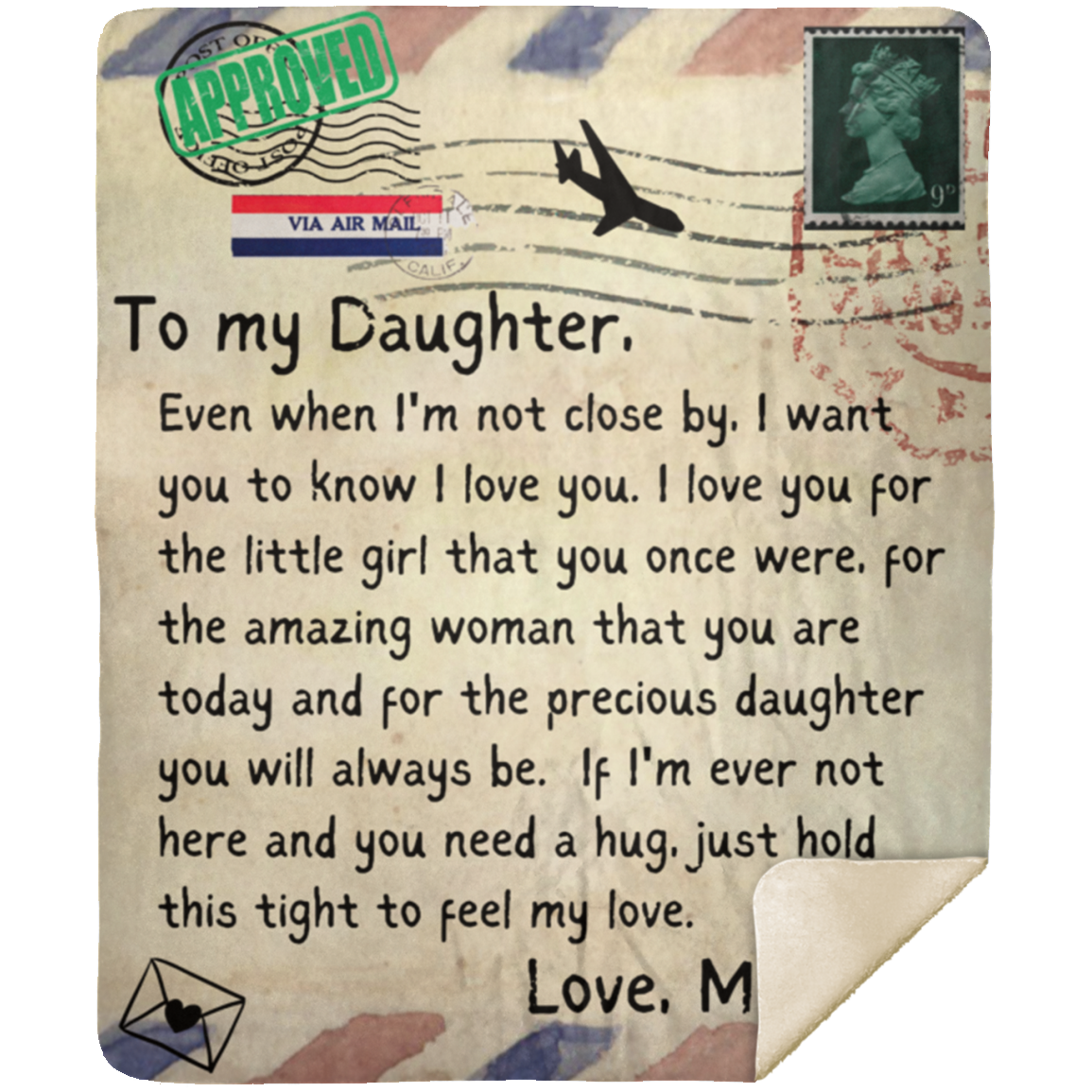 To My Daughter | Postcard Letter Throw Blanket 50x60 | From Mom