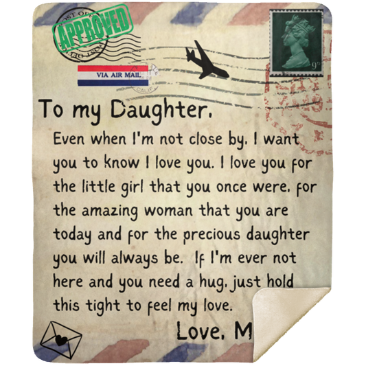 To My Daughter | Postcard Letter Throw Blanket 50x60 | From Mom