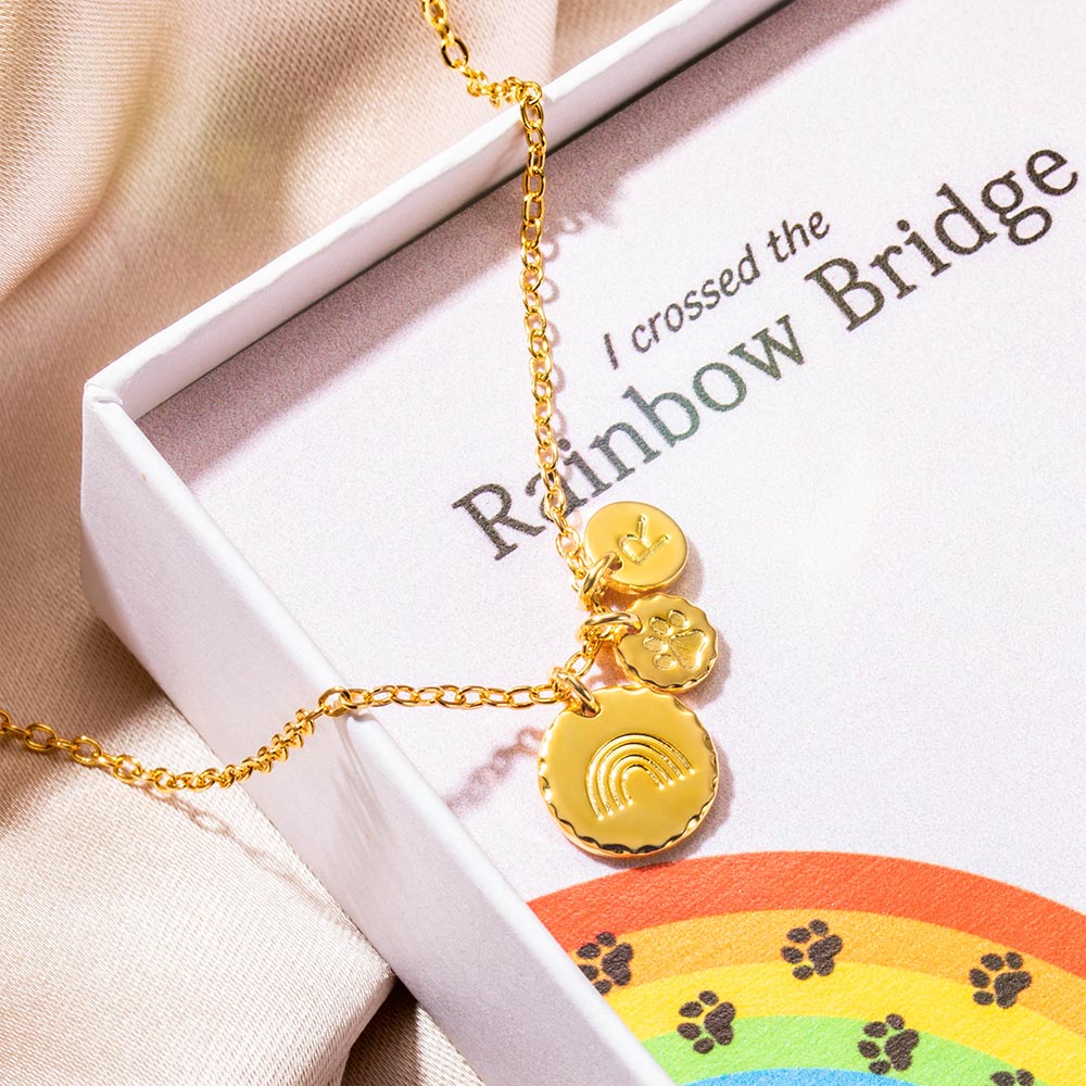 thumbnail image 2 of I Crossed The Rainbow Bridge Dog Memorial Gifts - Message Necklace – Memorial Gifts 4u 2 of 11