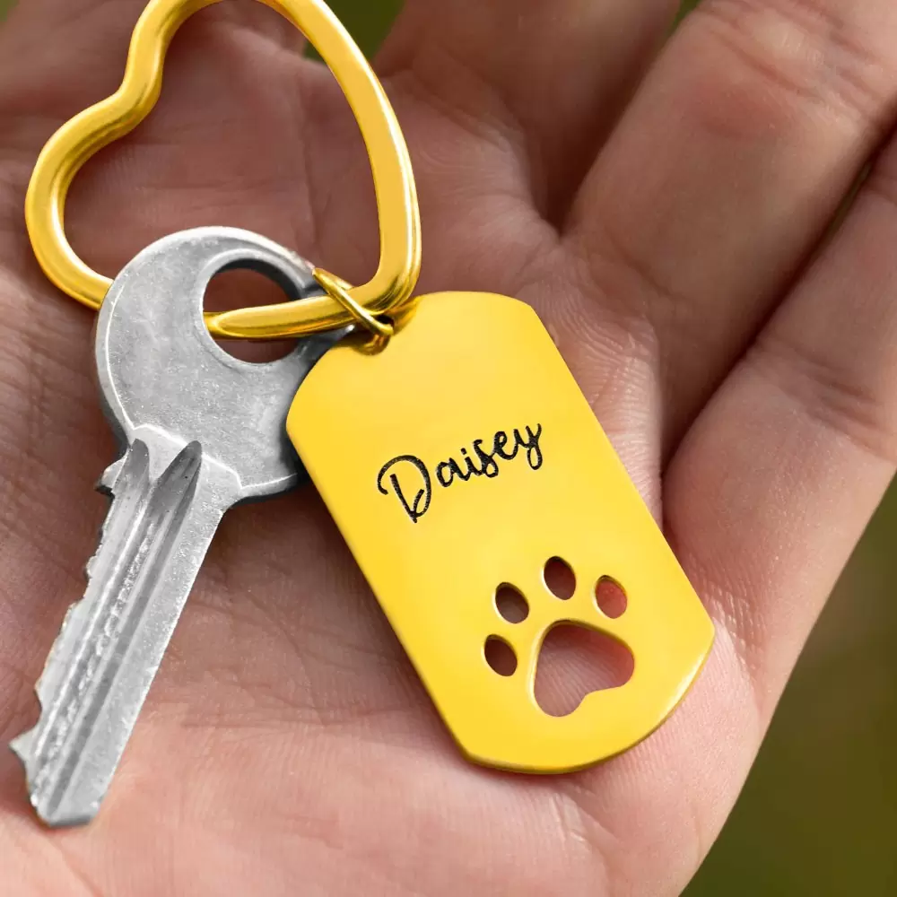 Custom Dog Tag Paw Keychain