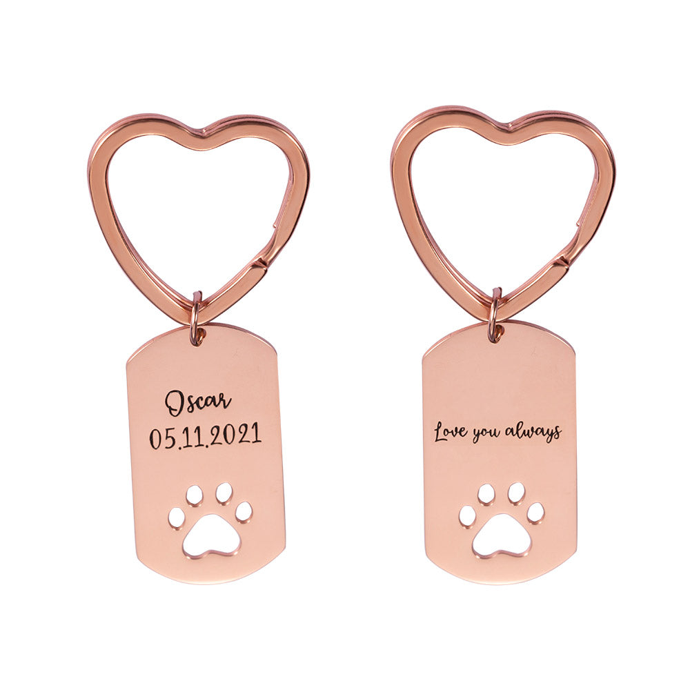 Custom Dog Tag Paw Keychain