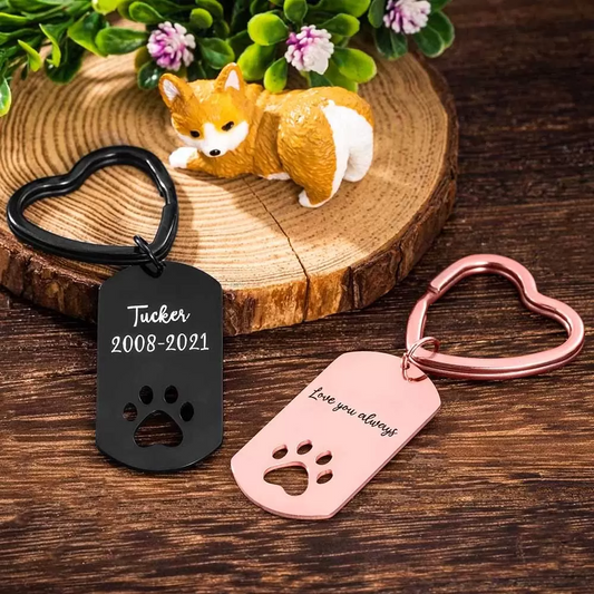 Custom Dog Tag Paw Keychain