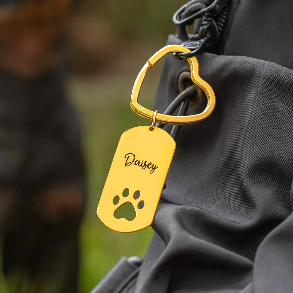 Custom Dog Tag Paw Keychain