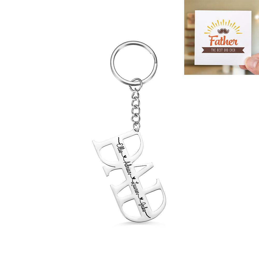 Gift For Dad | Custom Family Keychain Daddy Keychain Gift for Family Gift Cards Set