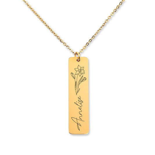 Name & Birthflower Necklace