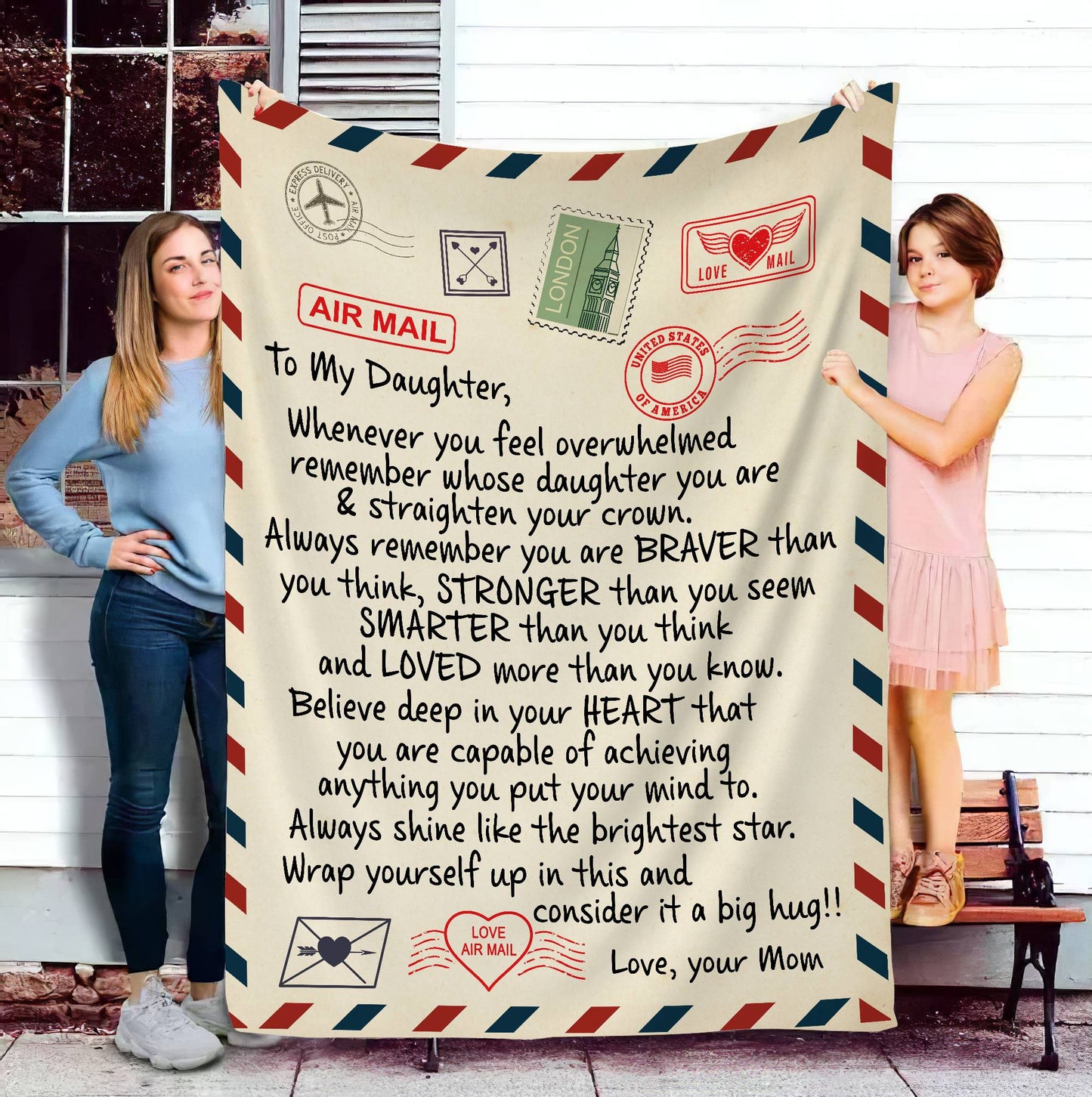 To My Daughter | Letter Postcard Throw Blanket 50x60 | From Mom