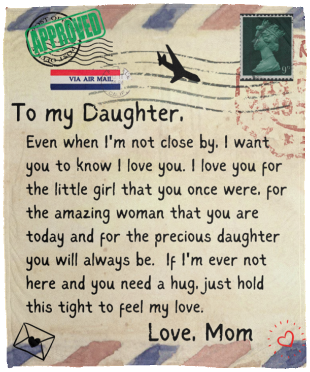 To My Daughter | Postcard Letter Throw Blanket 50x60 | From Mom