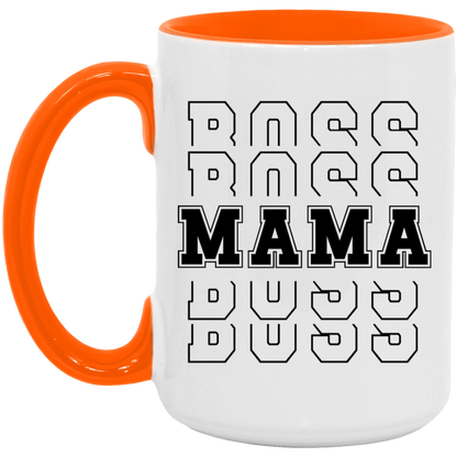 Gift For Mom | Boss Mama Accent Colored Mug 15 oz.