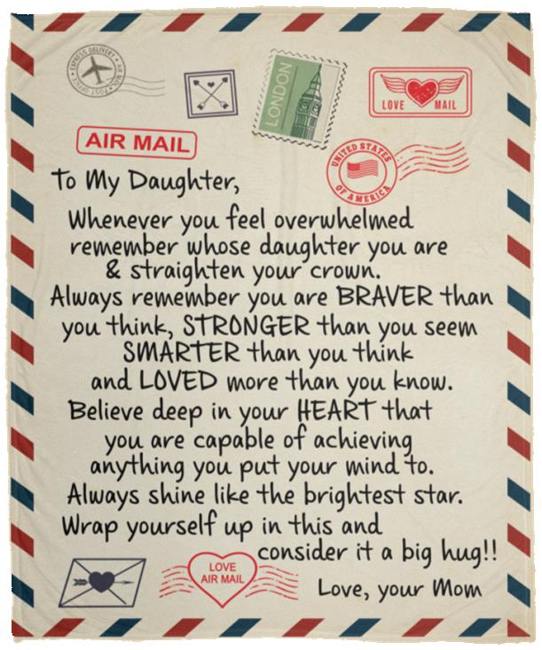 To My Daughter | Letter Postcard Throw Blanket 50x60 | From Mom