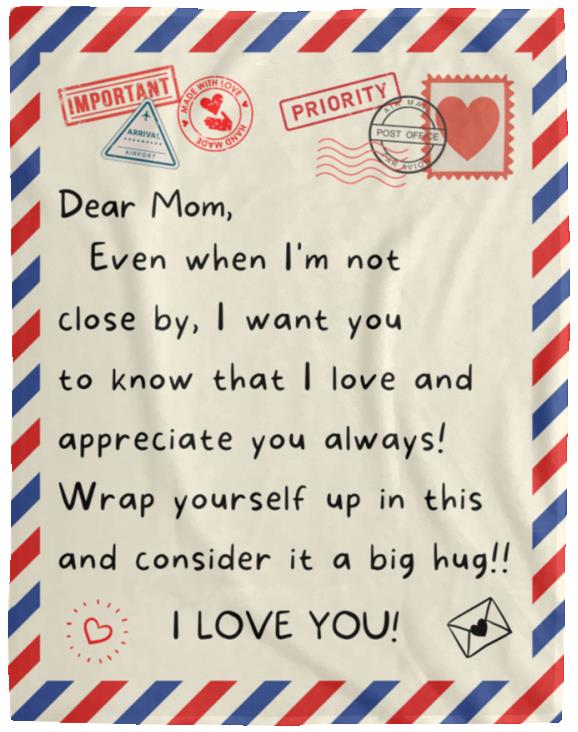 Gift For Mom | Mom I Love You Letter Postcard Throw Blanket