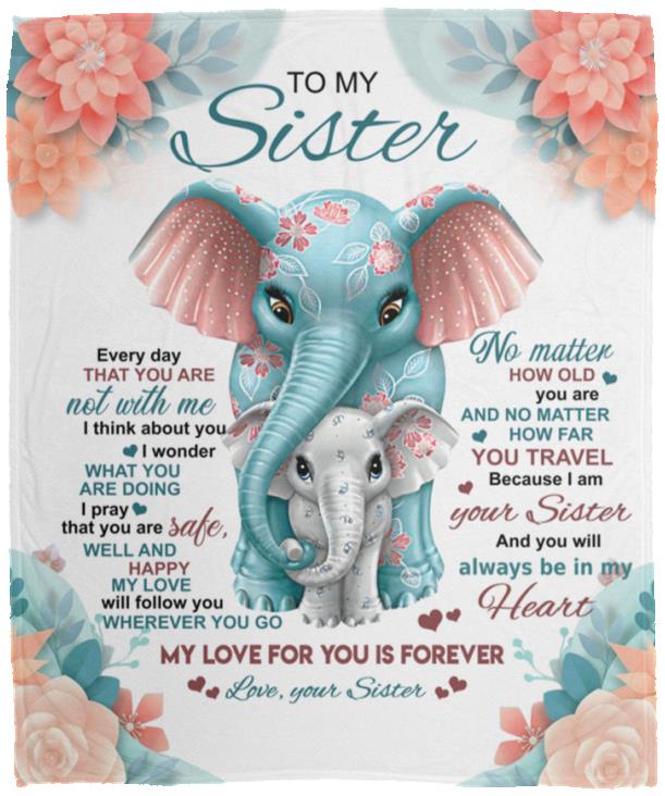 Gift For Sister | Pink Elephant Blanket 50x60