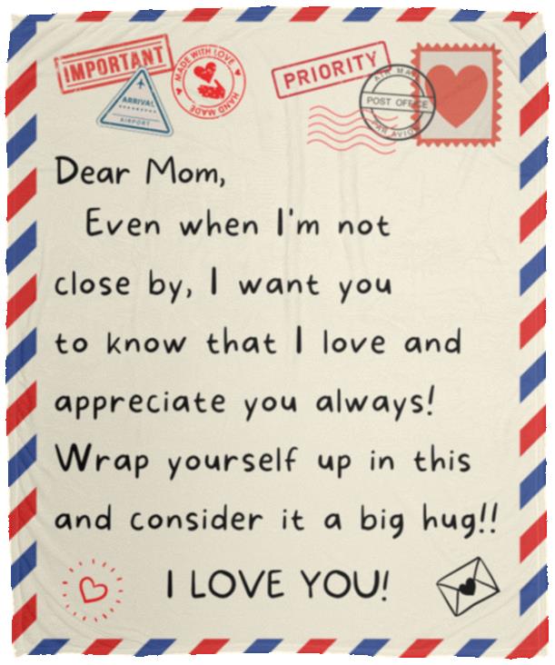 Gift For Mom | Mom I Love You Letter Postcard Throw Blanket