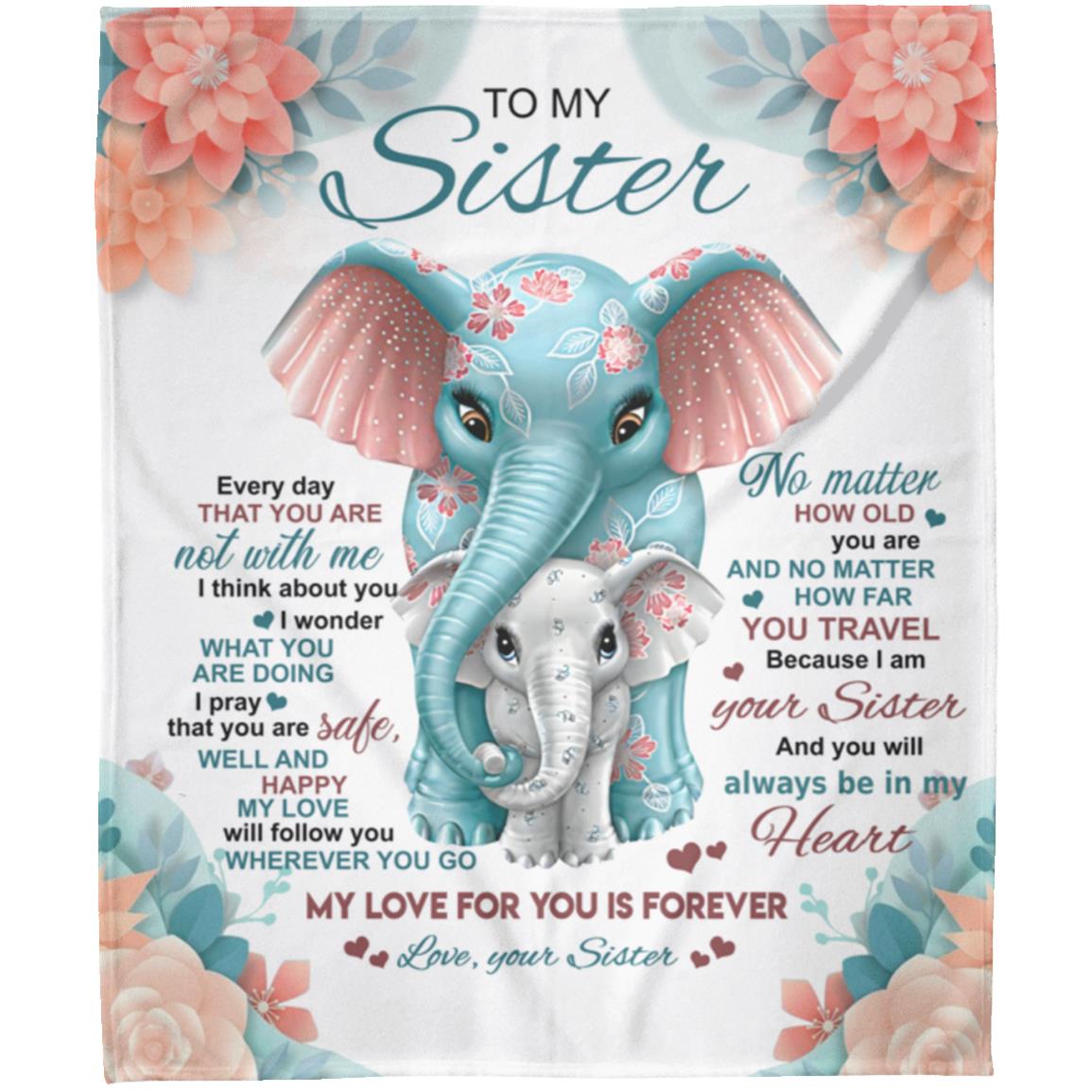 Gift For Sister | Pink Elephant Blanket 50x60