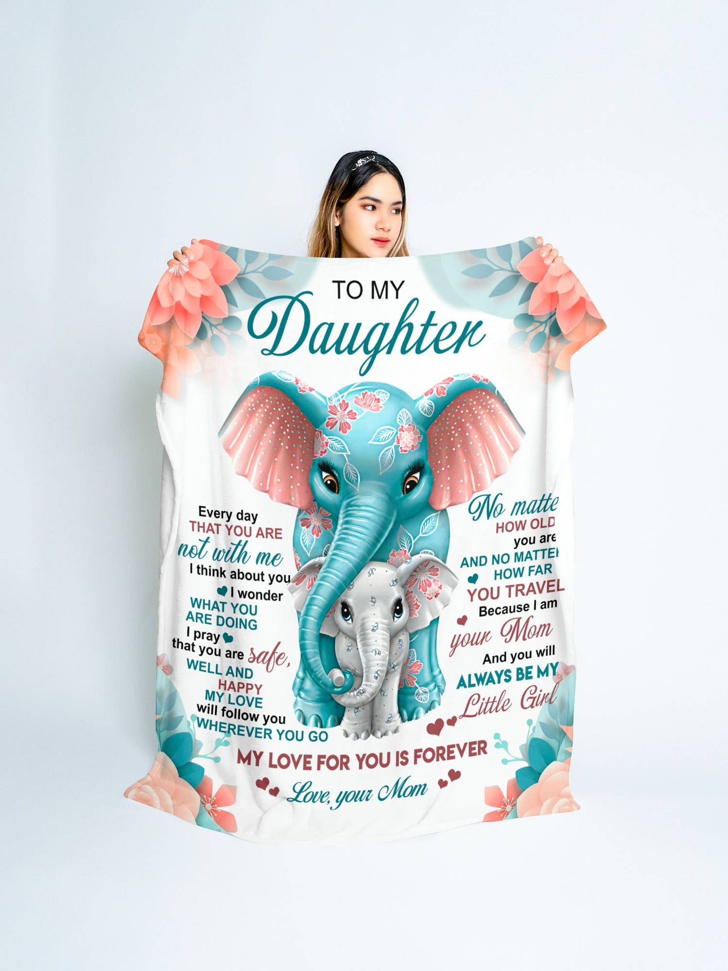 To My Daughter | Elephant Throw Blanket 50x60  | From Mom