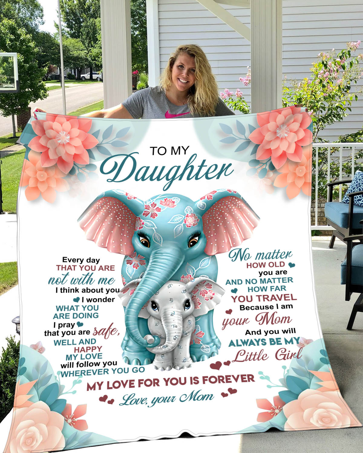 To My Daughter | Elephant Throw Blanket 50x60  | From Mom