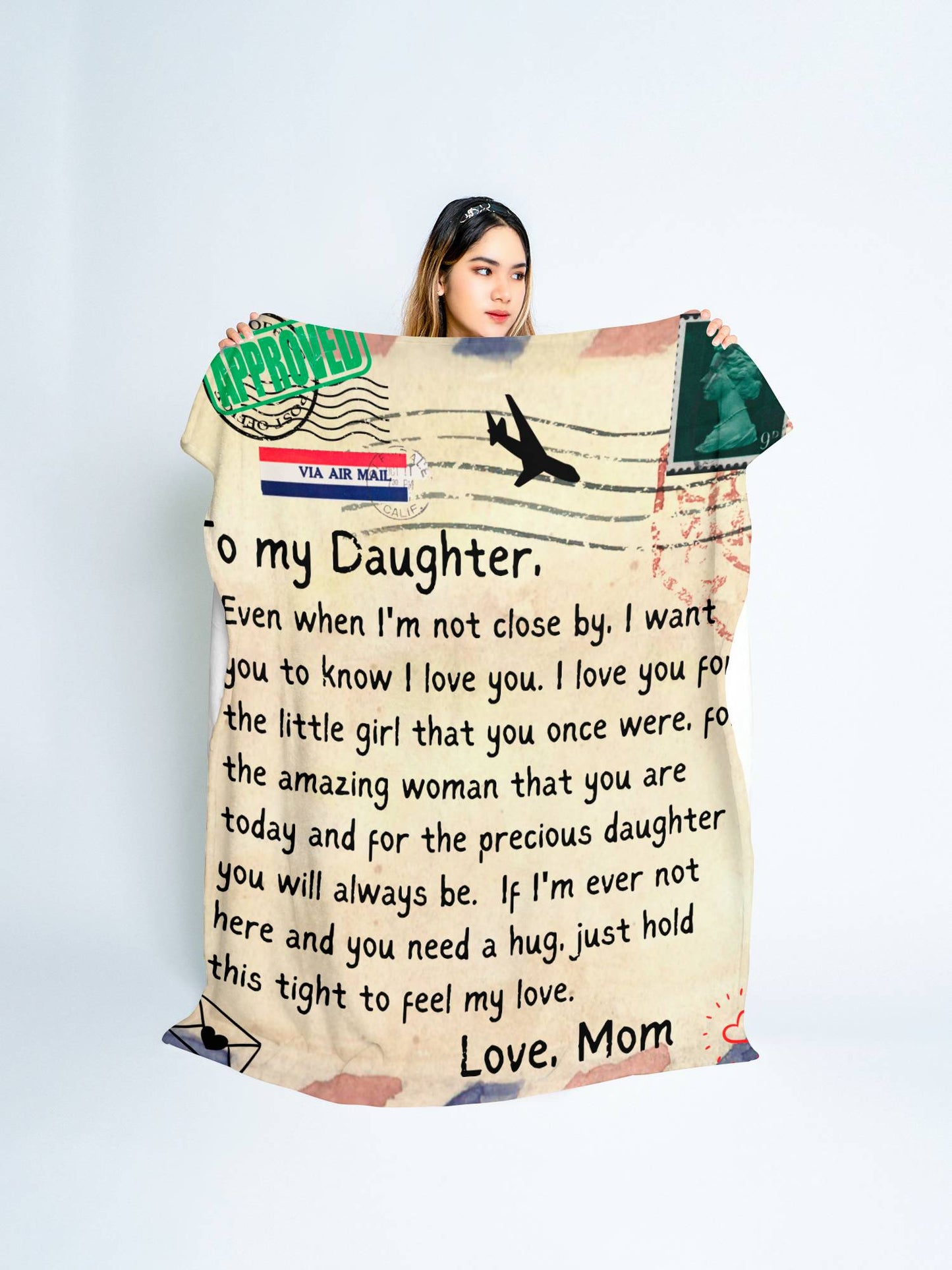 To My Daughter | Postcard Letter Throw Blanket 50x60 | From Mom