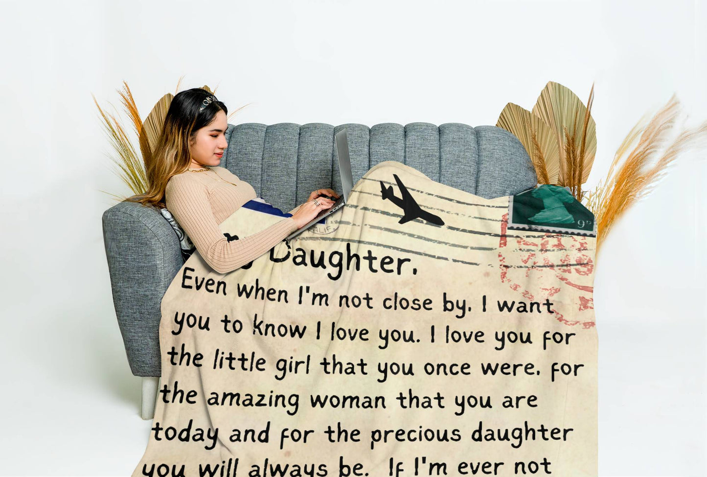 To My Daughter | Postcard Letter Throw Blanket 50x60 | From Mom