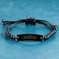 Gift For Son | Black Leather Braided Rope Engraved Bracelet - Great Man