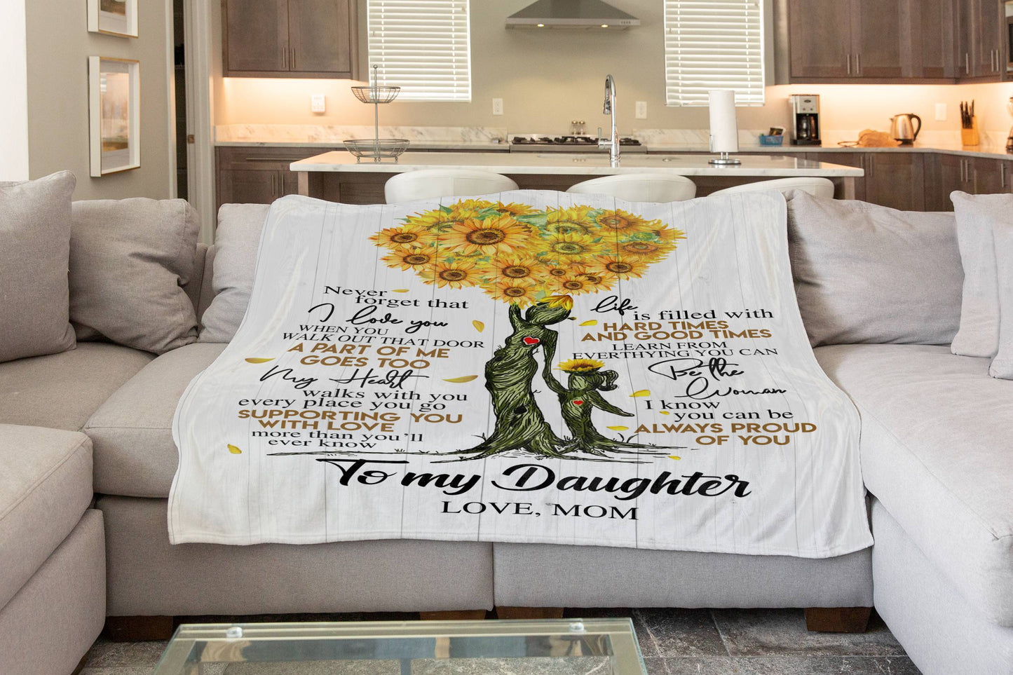 To My Daughter | Sunflower Tree Throw Blanket 50x60 | From Mom