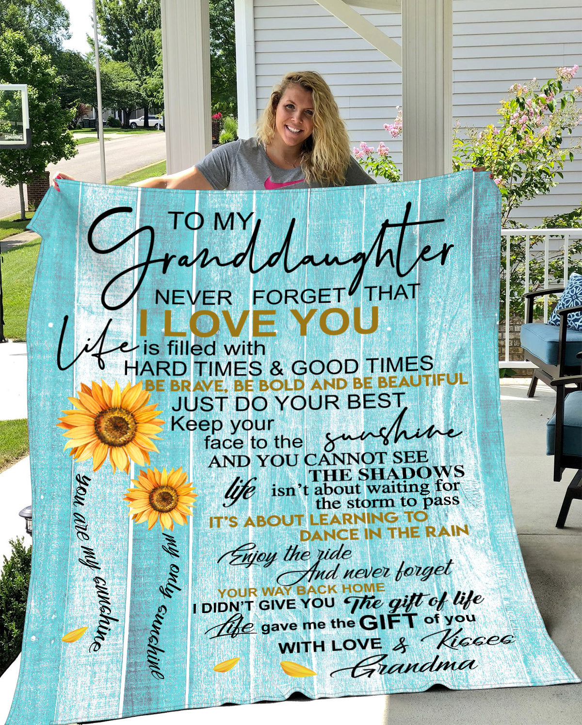 Gift For Granddaughter | Sunflower Throw Blanket 50x60 | From Grandma