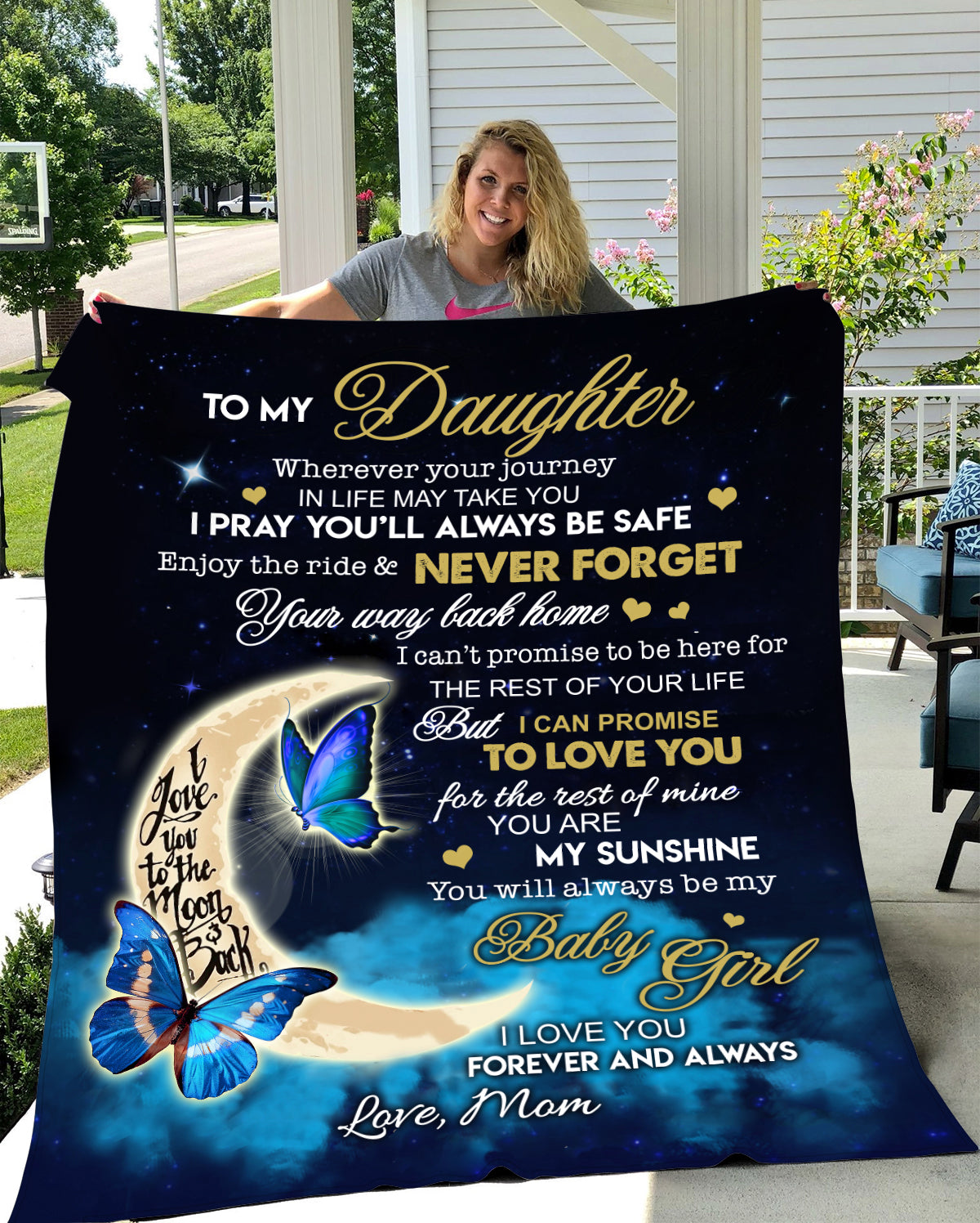 To My Daughter | To The Moon Throw Blanket 50x60  | From Mom