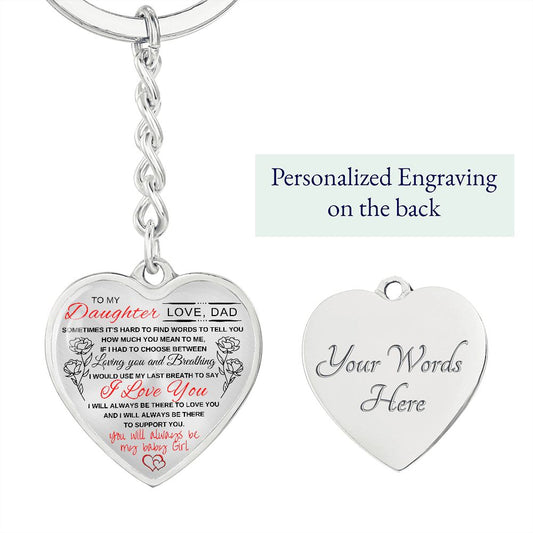 Gift For Daughter |Last Breath Heart Keychain From Dad