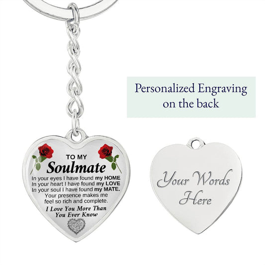 Gift For Soulmate | Heart Keychain - My Home My Love My Mate