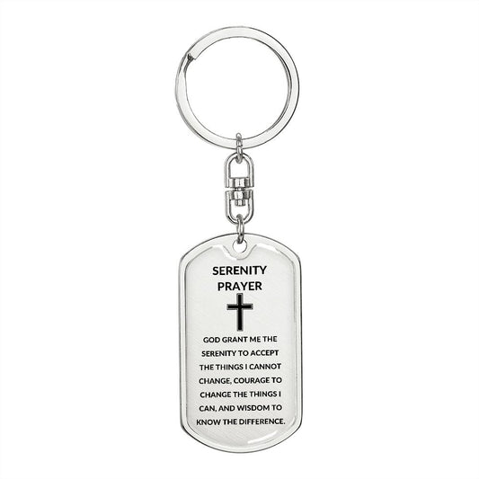 Serenity Prayer Dog Tag Keychain